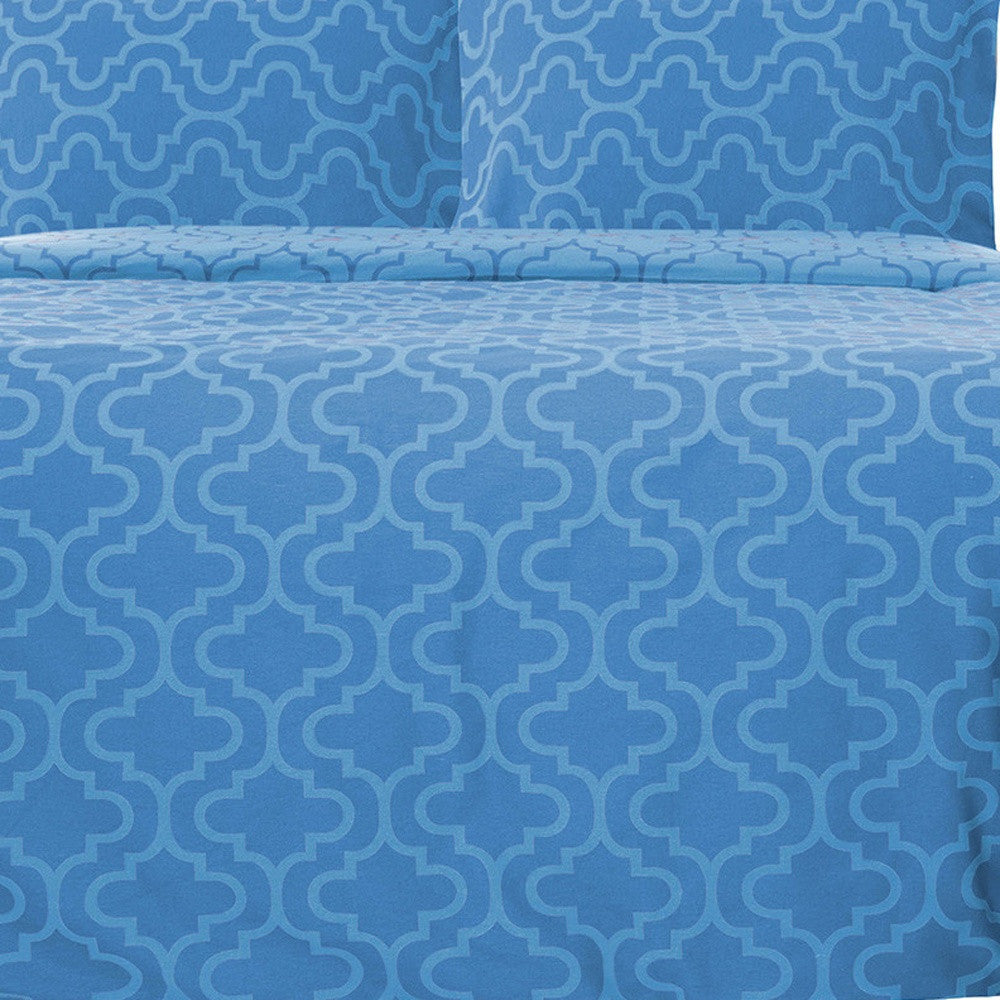 Light Blue King Cotton Blend Thread Count Washable Duvet Cover Set