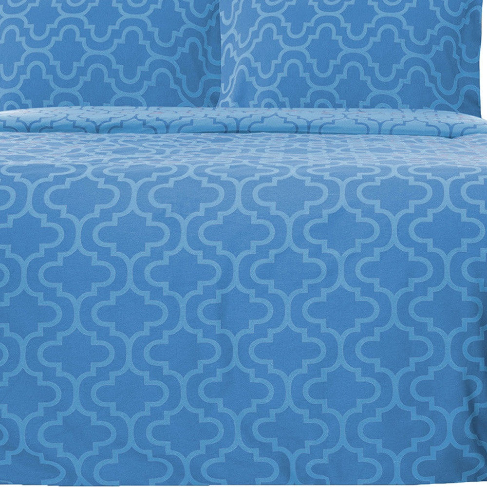 Light Blue King Cotton Blend Thread Count Washable Duvet Cover Set