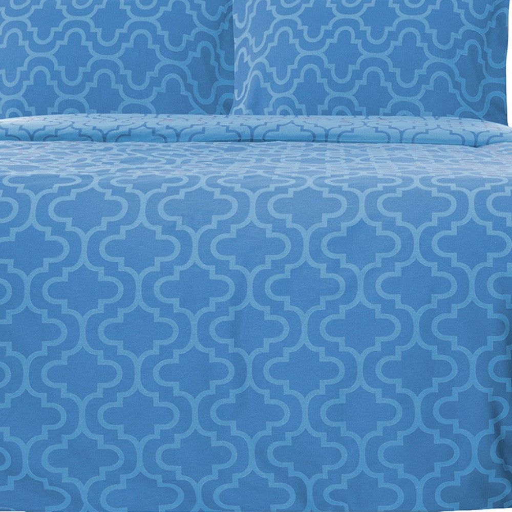 Light Blue King Cotton Blend Thread Count Washable Duvet Cover Set