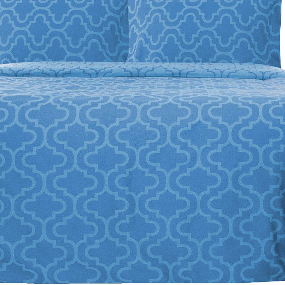 Light Blue King Cotton Blend Thread Count Washable Duvet Cover Set