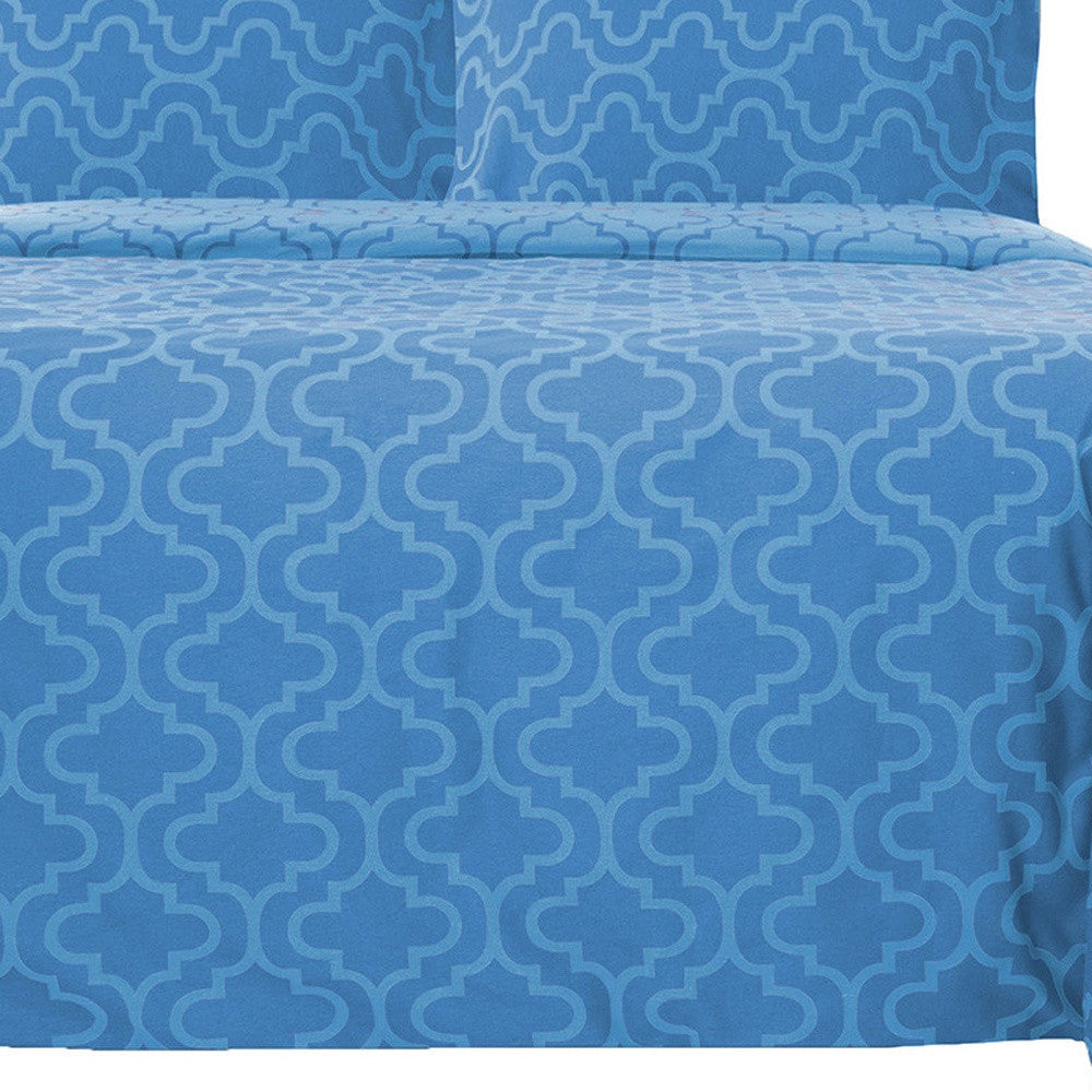 Light Blue King Cotton Blend Thread Count Washable Duvet Cover Set