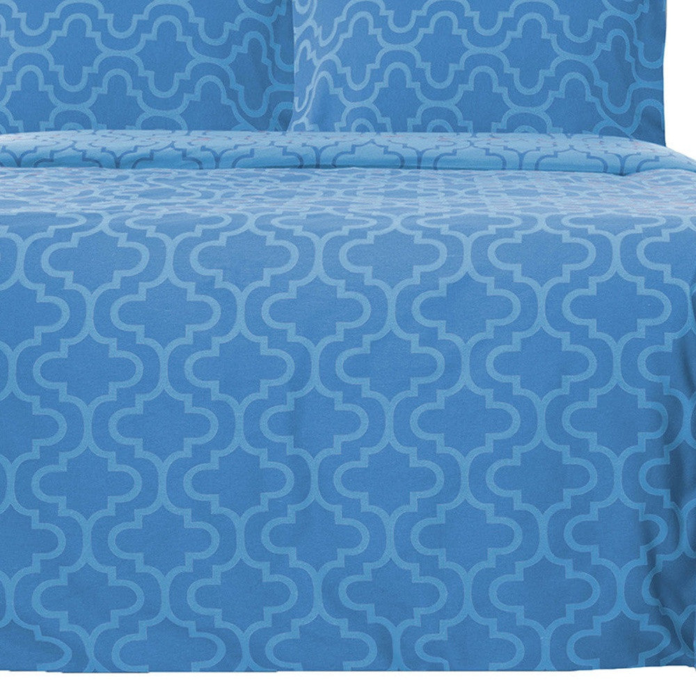 Light Blue King Cotton Blend Thread Count Washable Duvet Cover Set