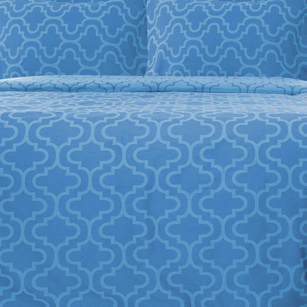 Light Blue King Cotton Blend Thread Count Washable Duvet Cover Set