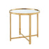 22" Gold Glass Round Mirrored End Table