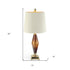 33" Amber Glass LED Table Lamp With Beige Cone Shade