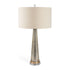 32" Silver Metallic Glass LED Table Lamp With Beige Drum Shade