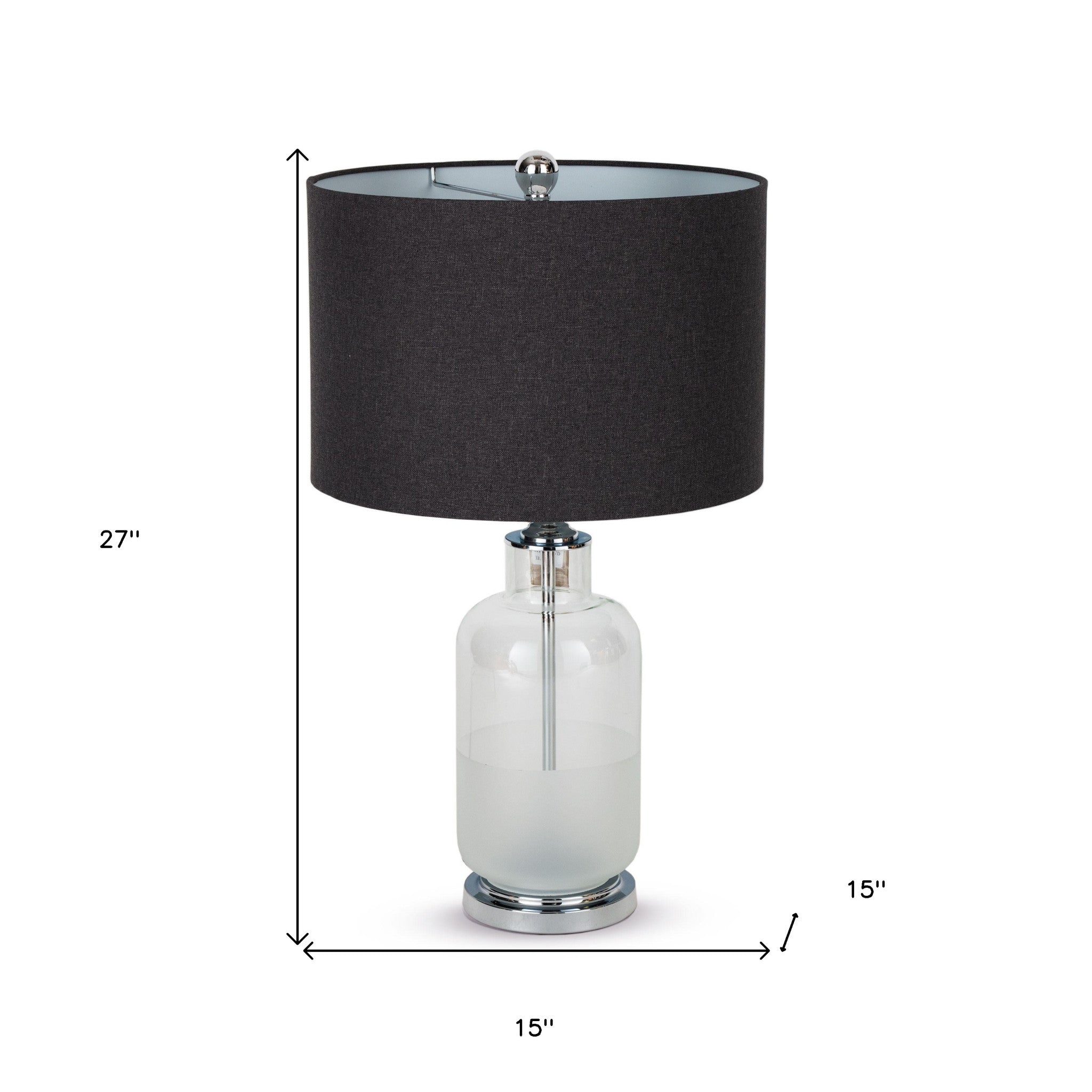 27" Clear Glass LED Table Lamp With Gray Drum Shade