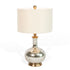 27" Silver Metallic Glass LED Table Lamp With Ivory Drum Shade