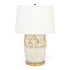 22" Gold and White Glass LED Table Lamp With White Cone Shade