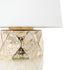 22" Gold and White Glass LED Table Lamp With White Cone Shade