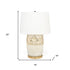 22" Gold and White Glass LED Table Lamp With White Cone Shade