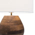 23" Brown Solid Wood LED Table Lamp With White Drum Shade