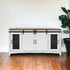 68" White Solid Wood Cabinet Enclosed Storage Distressed TV Stand