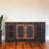 60" Black Solid Wood Cabinet Enclosed Storage Distressed TV Stand