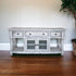 70" White Solid Wood Open shelving Distressed TV Stand