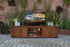 93" Brown Solid Wood Cabinet Enclosed Storage Distressed TV Stand