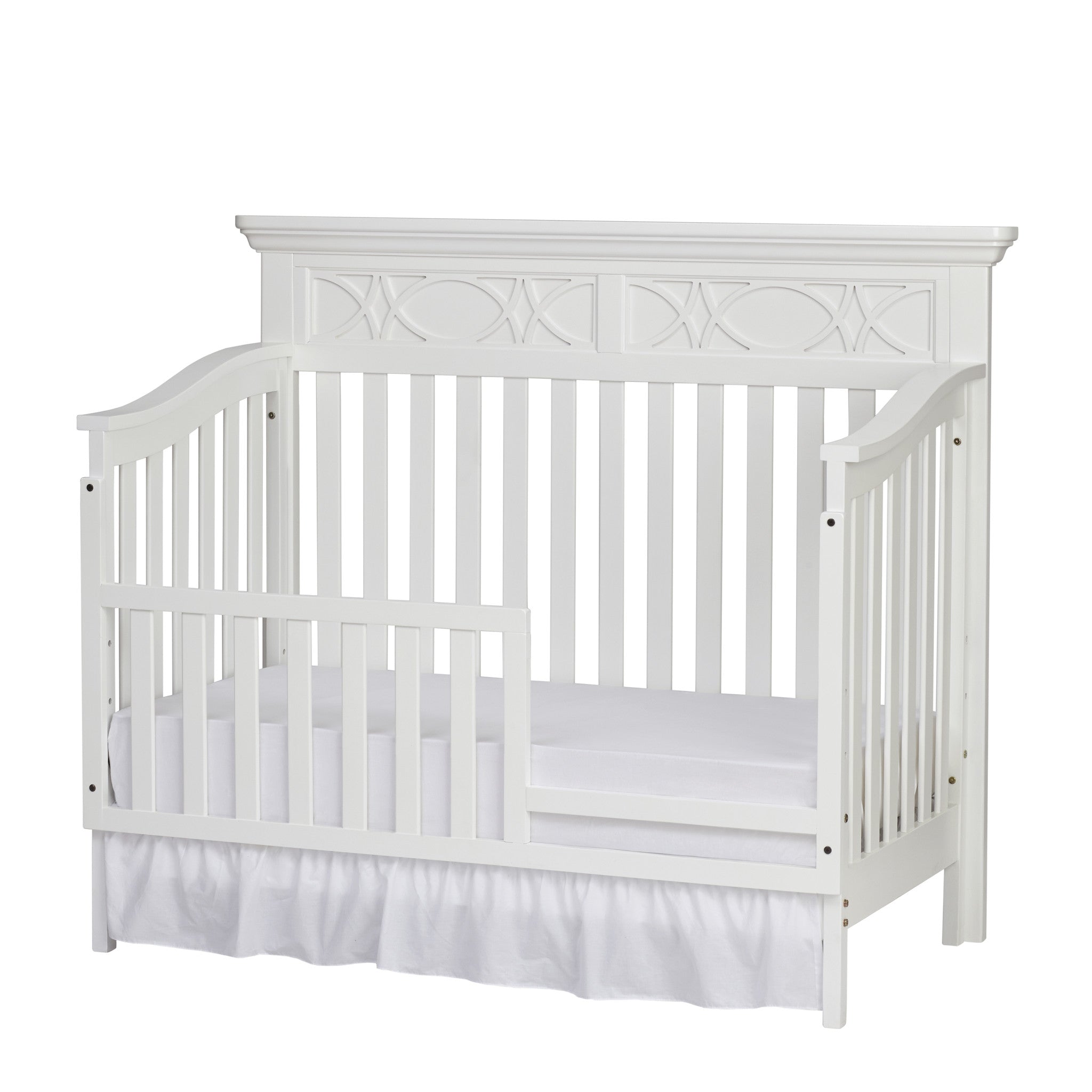 White Solid and Manufactured Wood Standard Four In One Convertible Crib