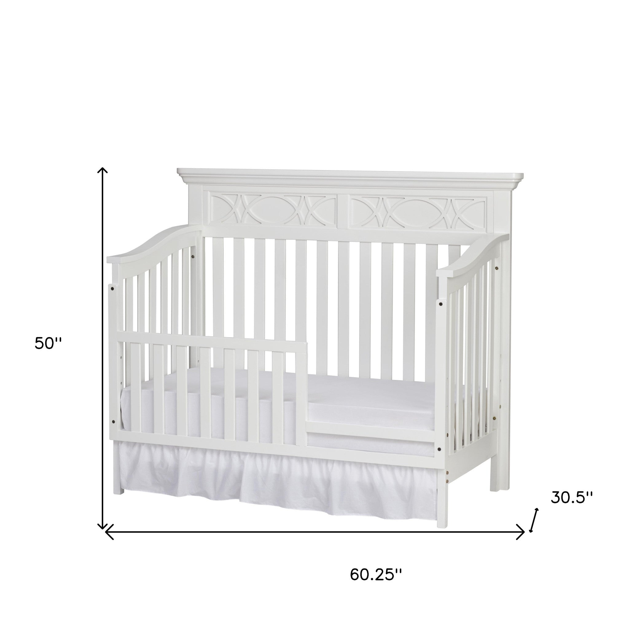 White Solid and Manufactured Wood Standard Four In One Convertible Crib