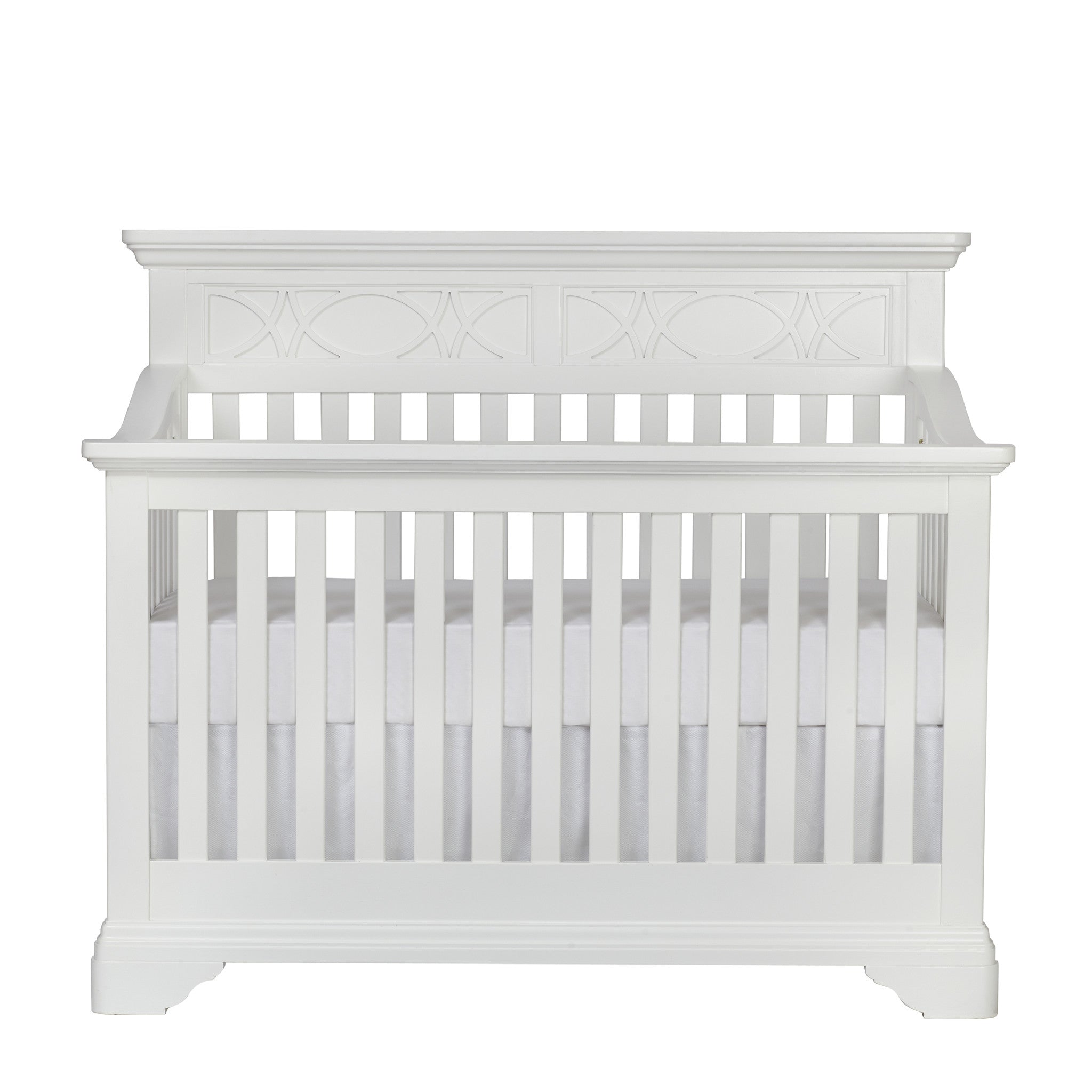 White Solid and Manufactured Wood Standard Four In One Convertible Crib