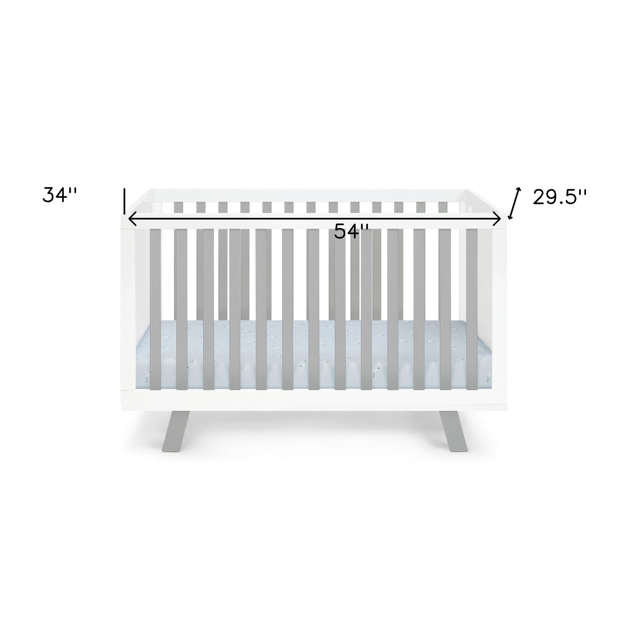 Gray and White Solid and Manufactured Wood Standard Three In One Convertible Crib