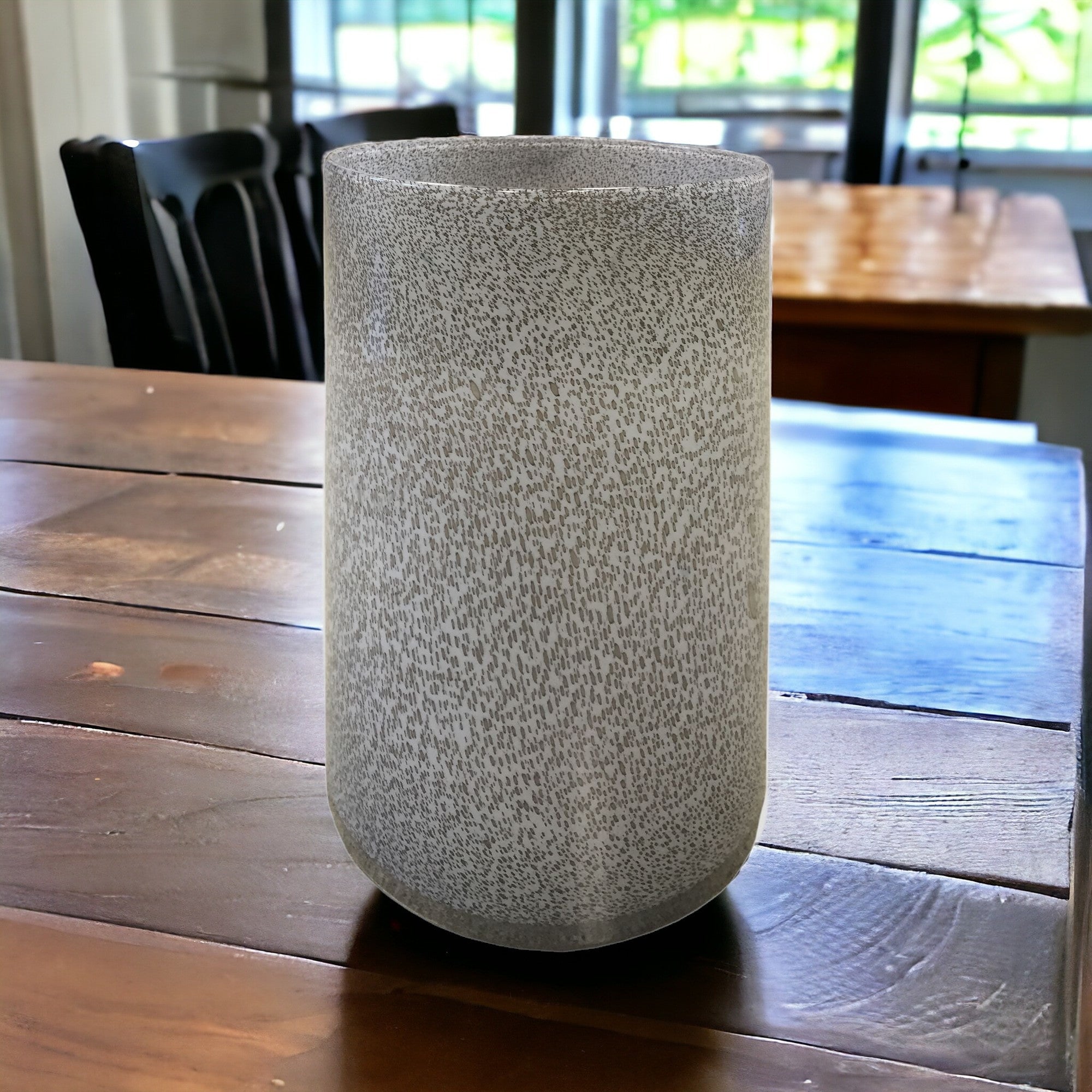 15" Lavender Handblown Speckle Glass Table Vase