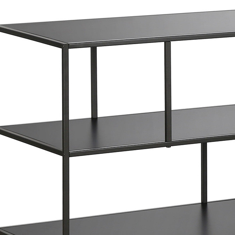 70" Black Metal Open shelving TV Stand