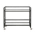 Black Steel And Glass Rolling Bar Cart