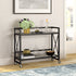 Black Steel And Glass Rolling Bar Cart