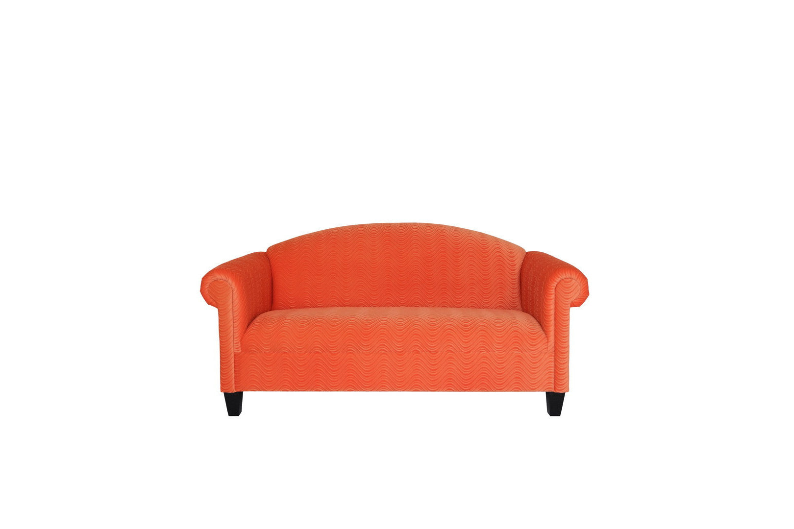 92" Orange Velvet Sofa With Black Legs