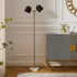 58" Black and Gold Two Light Floor Lamp With Black Bell Shade