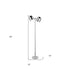 58" Chrome and White Two Light Floor Lamp With Silver Metallic Bell Shades