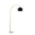 76" Brass Arched Floor Lamp With Black Dome Shade