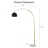 76" Brass Arched Floor Lamp With Black Dome Shade