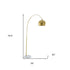 76" Brass Arched Floor Lamp With Black Dome Shade