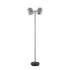 58" Chrome and White Two Light Floor Lamp With Silver Metallic Bell Shades