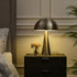 24" Gray Iron Usb Table Lamp With Gray Dome Shade