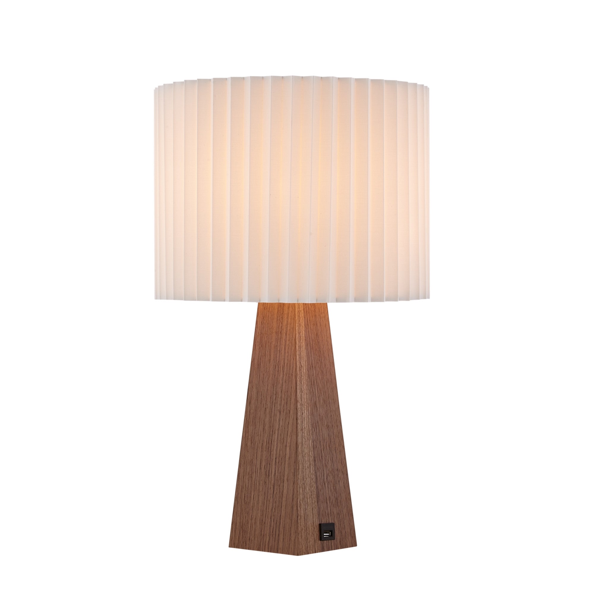 20" Ivory Solid Wood USB Table Lamp With Ivory Drum Shade