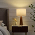 20" Ivory Solid Wood USB Table Lamp With Ivory Drum Shade