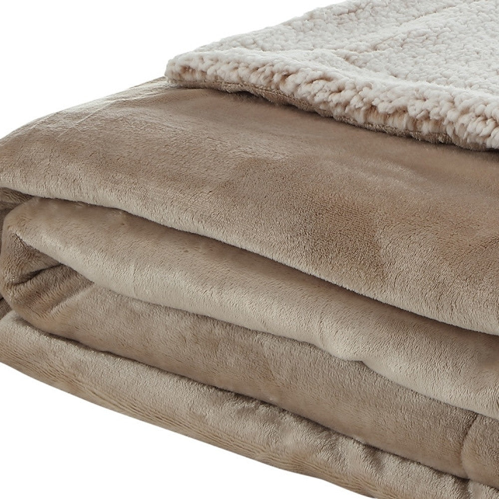 Brown Knitted PolYester Solid Color Plush Queen Blanket