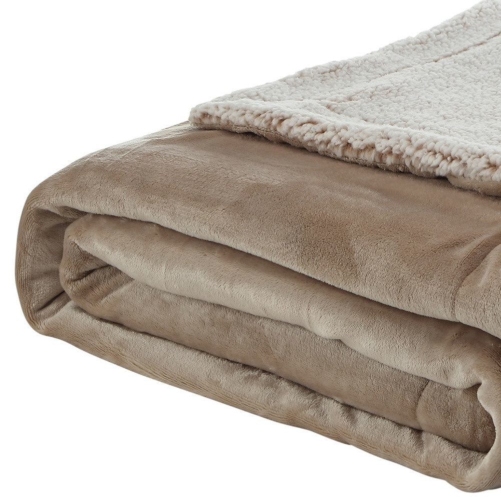 Brown Knitted PolYester Solid Color Plush Queen Blanket