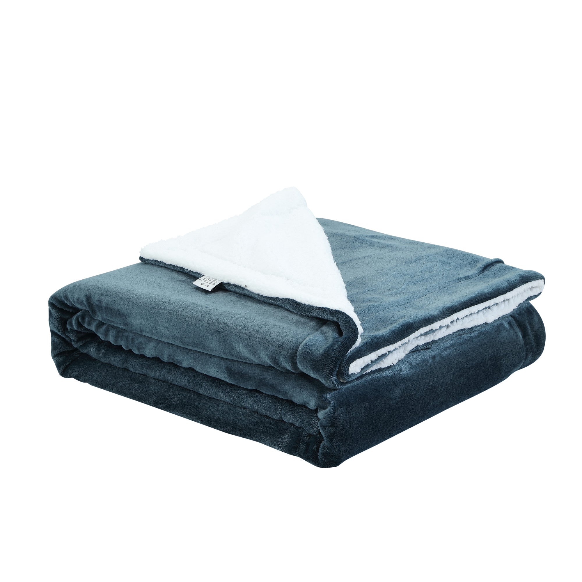 Navy Blue Knitted PolYester Solid Color Plush King Blanket