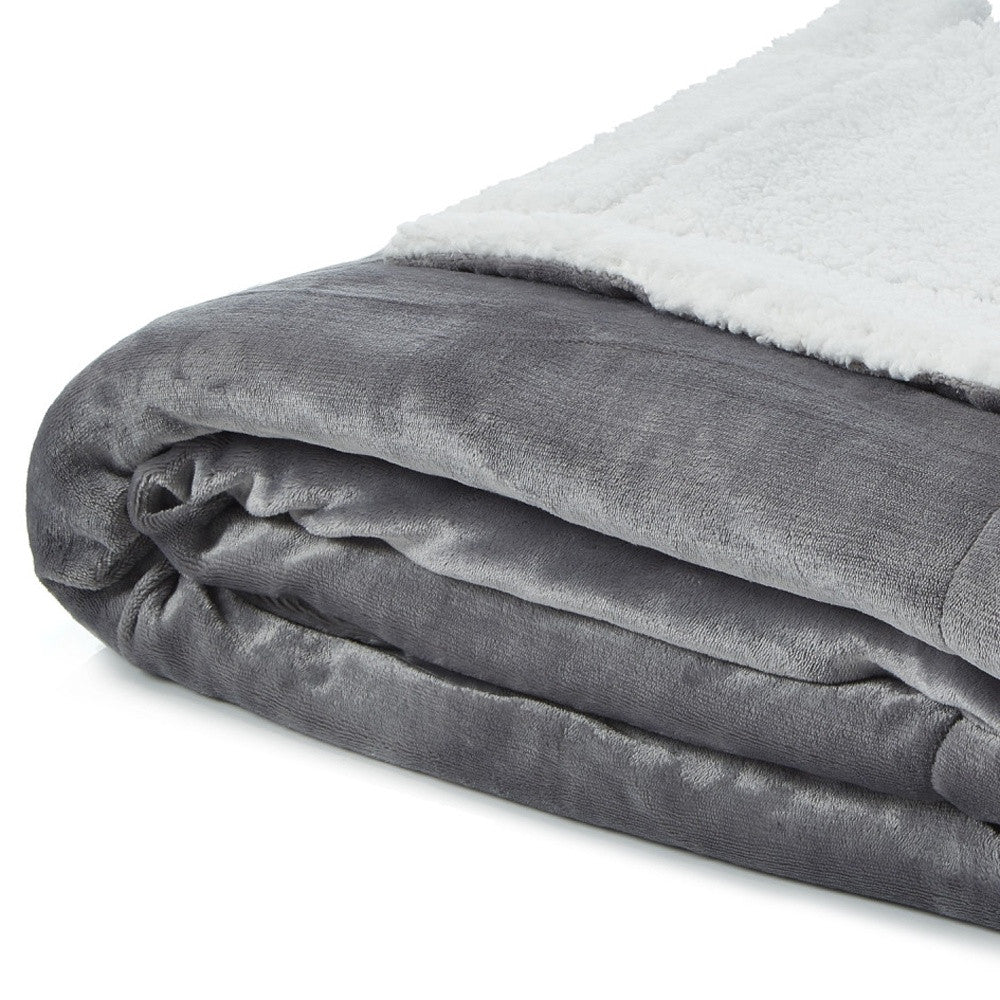 Navy Blue Knitted PolYester Solid Color Plush King Blanket