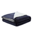 Navy Blue Knitted PolYester Solid Color Plush King Blanket