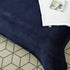 Navy Blue Knitted PolYester Solid Color Plush King Blanket