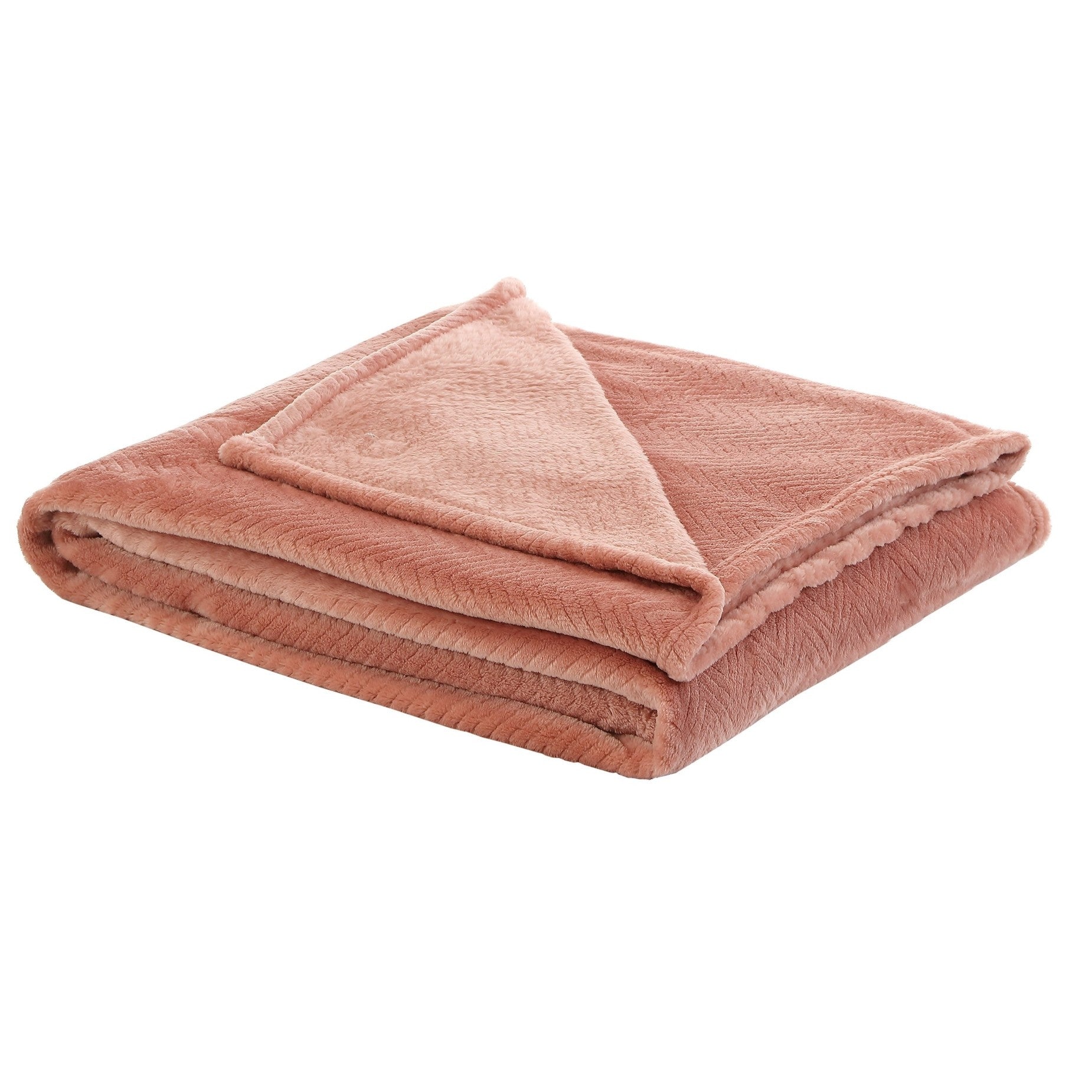 Blush Knitted PolYester Solid Color Plush Throw Blanket