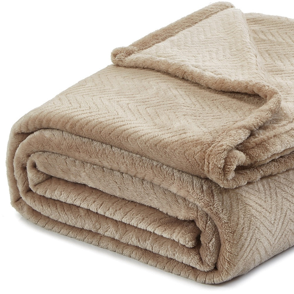 Blush Knitted PolYester Solid Color Plush Throw Blanket