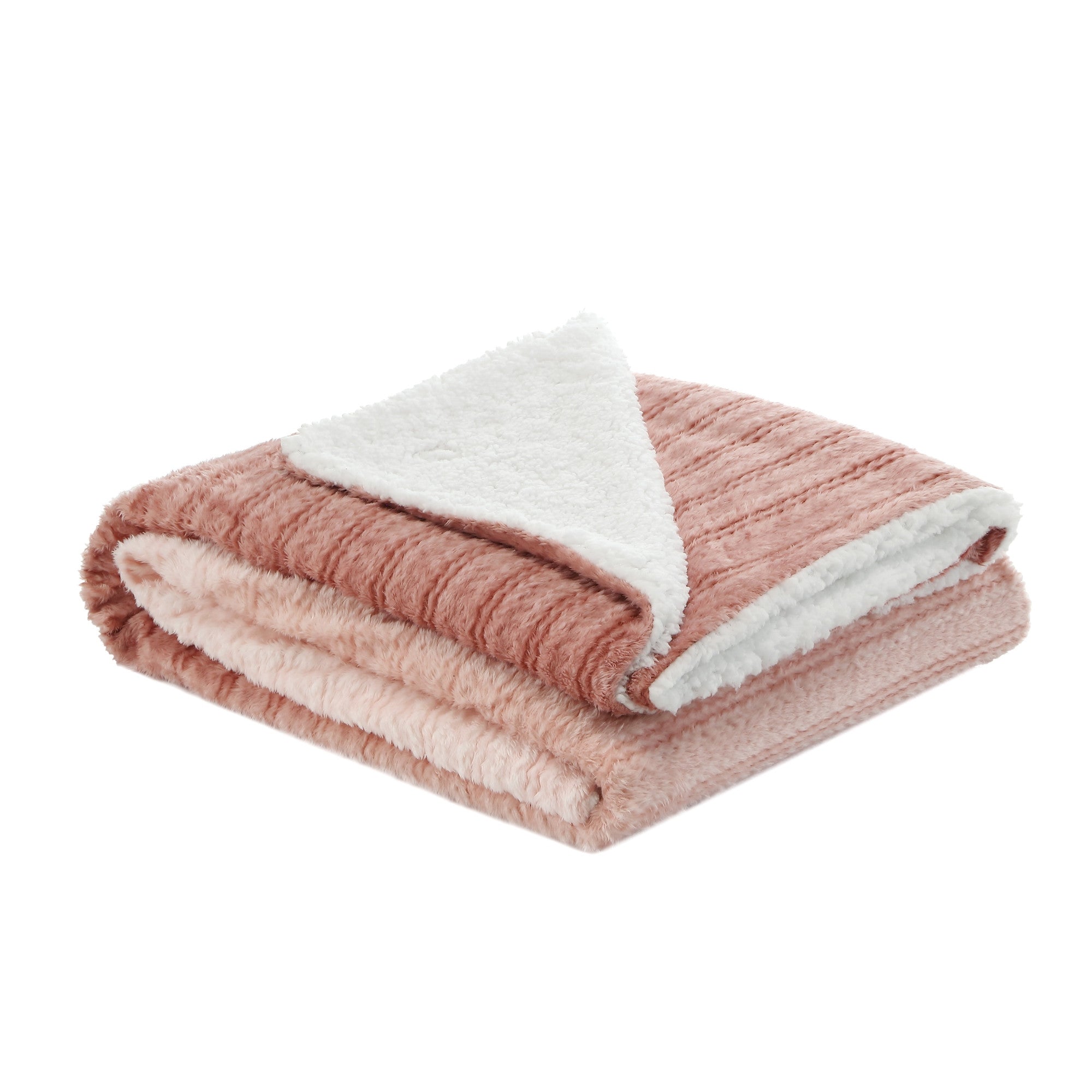 Blush Knitted PolYester Solid Color Plush Throw Blanket