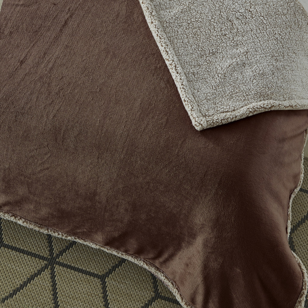 Brown Knitted PolYester Solid Color Plush Throw Blanket