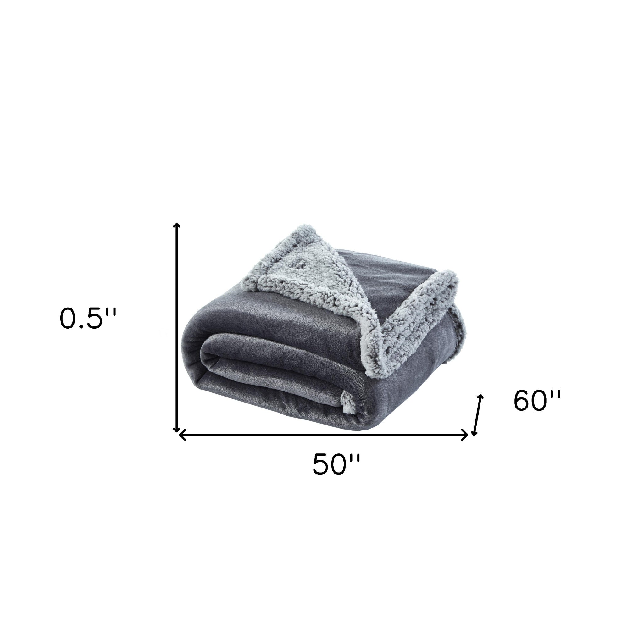 Light Gray Knitted Polyester Solid Color Plush Throw Blanket