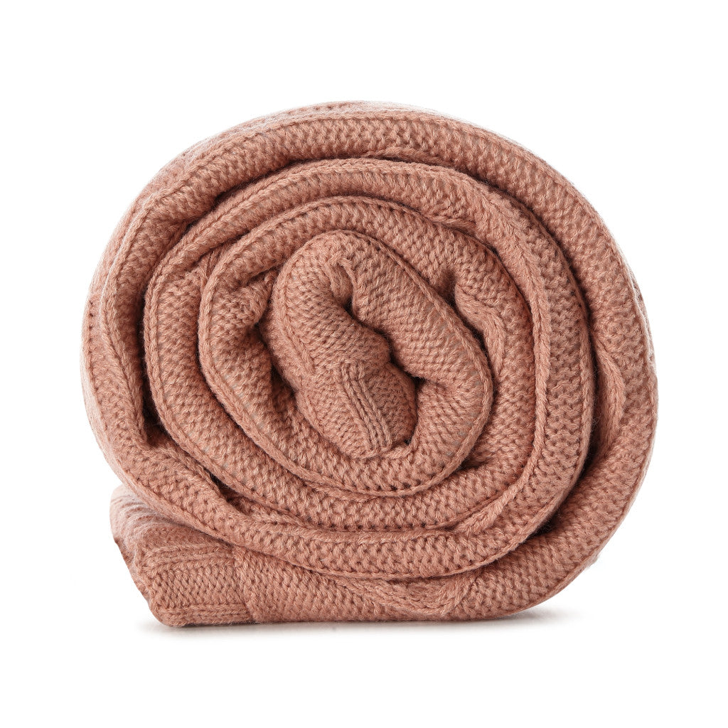 Blush Knitted Acrylic Solid Color Throw Blanket